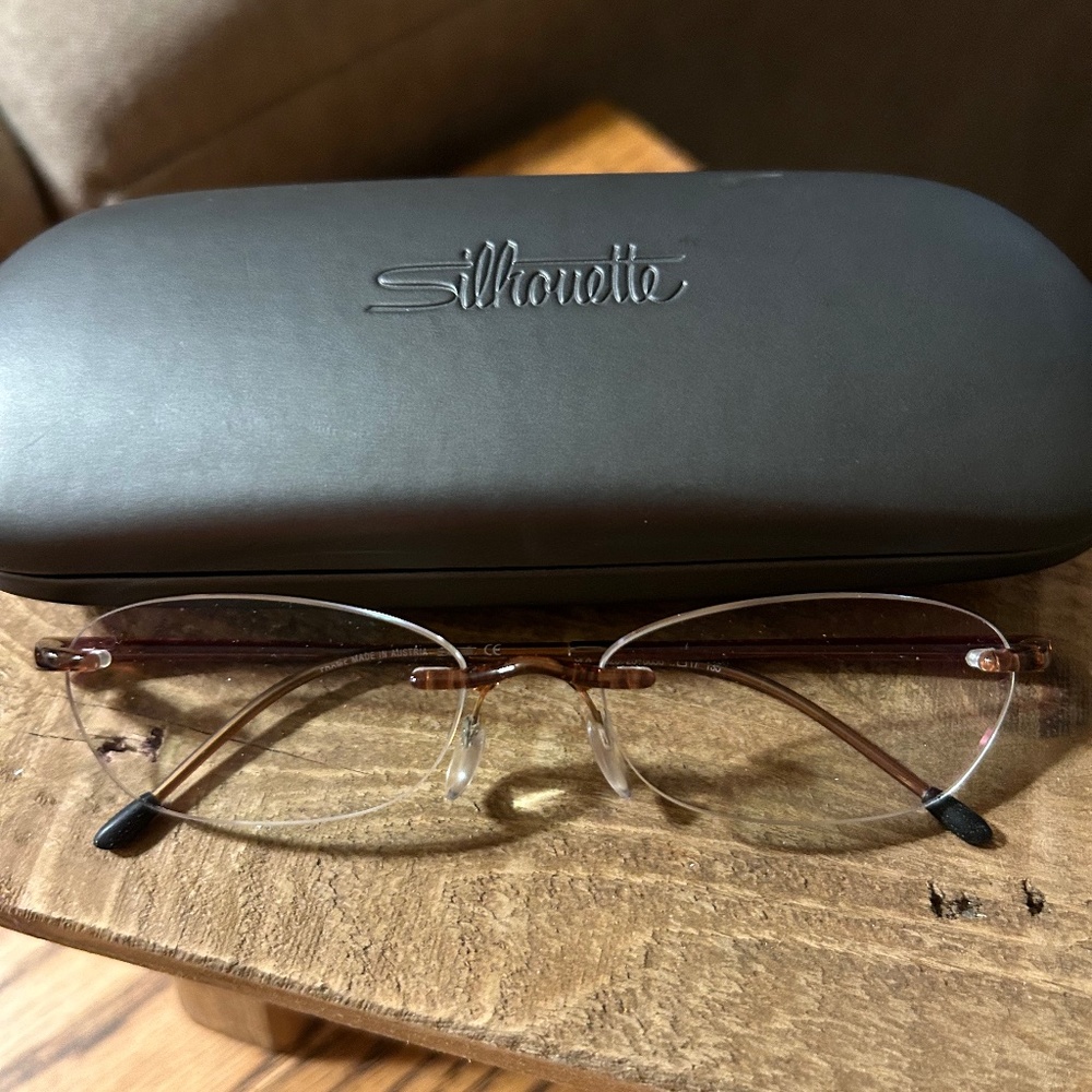 Silhouette Spx 1520 eyeglasses frames rimless drill mount light brown excellent